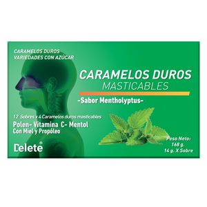 Delete Caramelos Duros Masticables Sabor Mentholyptus 12 Sobres X4 - Delete