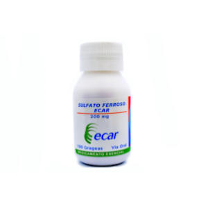 Sulfato Ferroso Ecar 200 Mg X 100 Grageas - Sulfato    Ferro