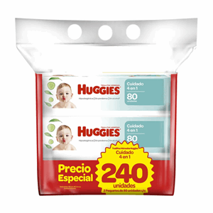 Huggies Toallitas Humedas Cuidado 4 En 1 X 240 Unds P/especial (3 X 80 Unds C/u - Sin Asignar