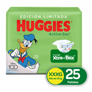 Huggies Active Sec Pañal Xxxg Etapa 6 X 25 Unds Xtra-flex - Sin Asignar