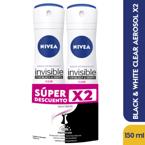 Nivea Deo Invisible Clear Black & White Spray 2 X 150 Ml (super Oferta) - Nivea