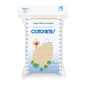 Copitos Cotonetes Flexibles Hipoalerg Bolsa X 300 Unds (papel Reciclable) - Sin Asignar