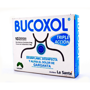 Bucoxol Triple Accion Sabor Cool Mint Caja X 10 Tabletas Masticables - Bucoxol