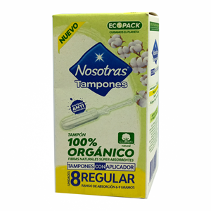 Tampones Nosotras Organico Regular Con Aplicador X 8 Unidades - Nosotras