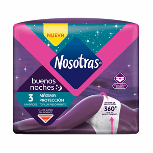 Toallas Higienicas Nosotras Buenas Noches Maxima Protección Talla M Bolsa X 3 Unidades - Nosotras 