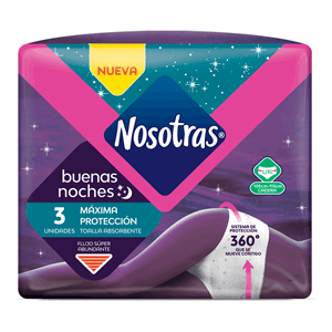 Toallas Higienicas Nosotras Buenas Noches Maxima Protección Talla L-xl Bolsa X 3 Unidades - Nosotras