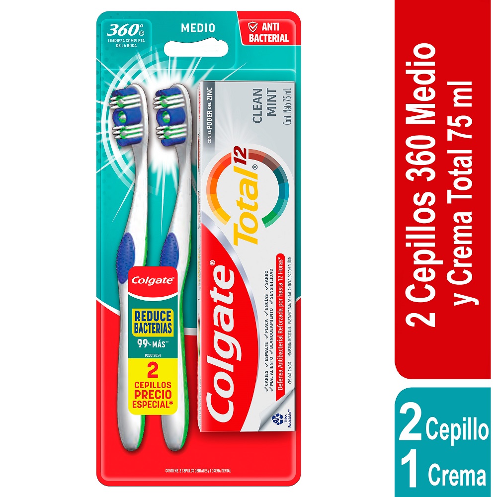 Cepillo Dental Colgate 360 X Crema Total 12 X 75 Ml (97g) Precio