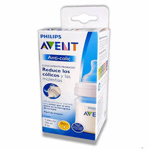 Biberon Avent Anti-colic 0m+ Cuello Ancho  X 4 Onzas Scf810/17 Flujo Recien Nac - Sin Asignar